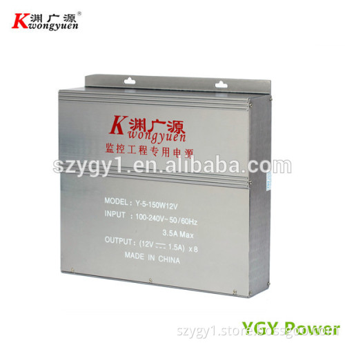 AC/DC 12V12A 8-CH output box style for CCTV Power supply